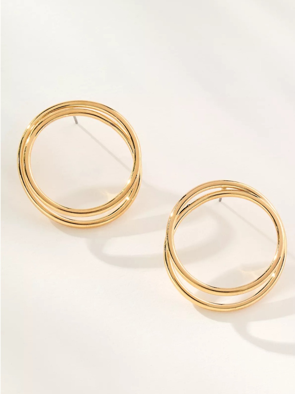 Anthropologie Gold Spiraled Circle Post Earrings 1 Inch